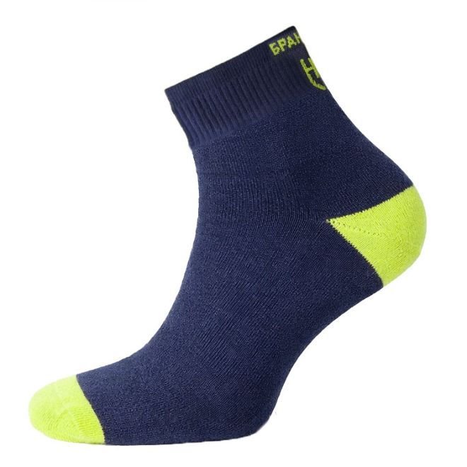 Къси чорапи Бранник Navy & Lime с лого